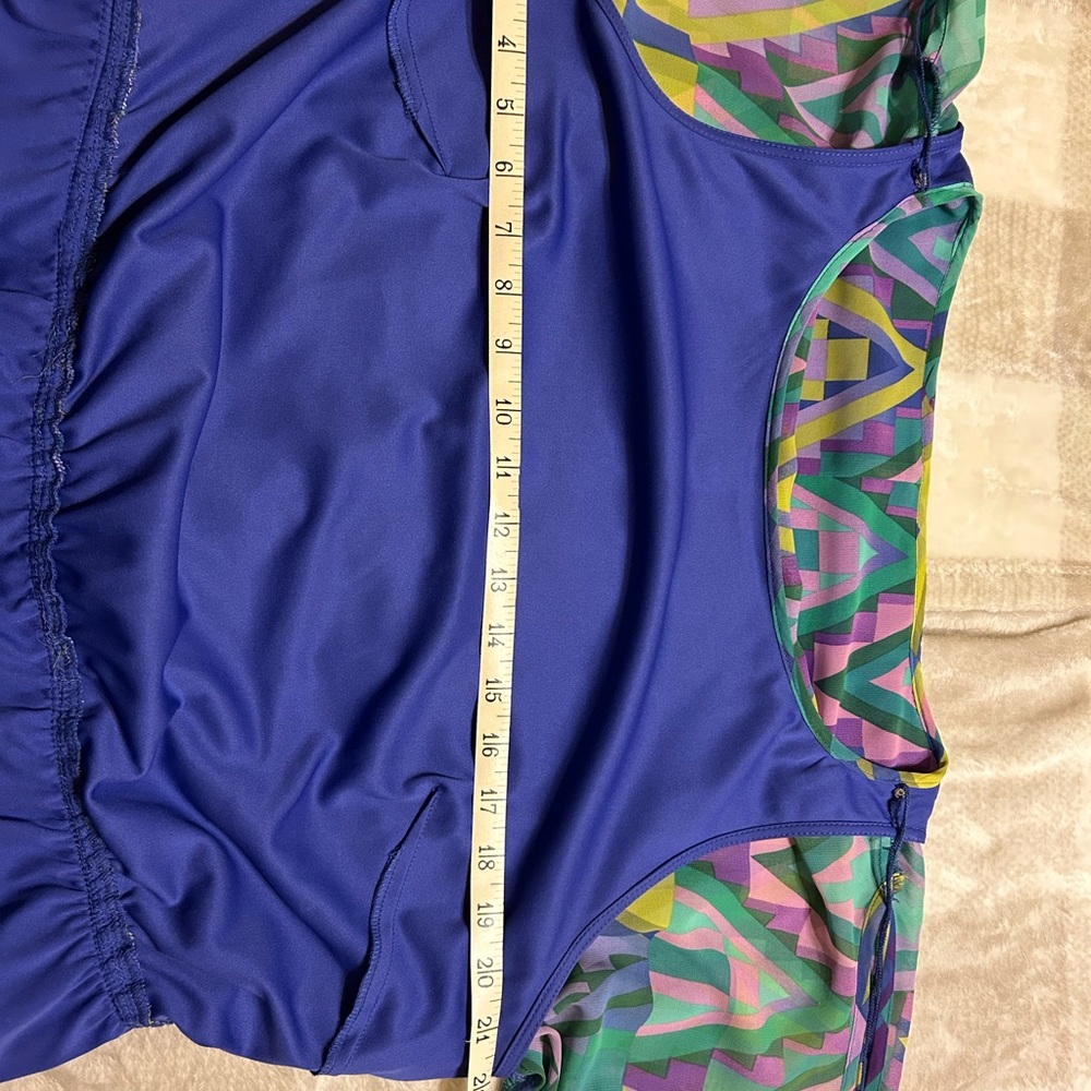 Adrianna Papell Geometric Print Midi Dress - Green, Purple, Yellow - Picture 5 of 13